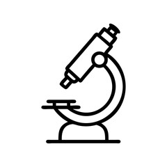 Microscope Line Art Icon, Scientific Instrument Symbol, Lab Equipment Vector Illustration