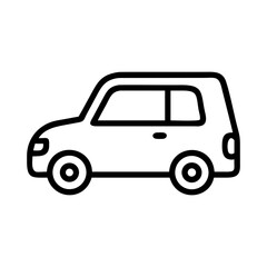 Compact Car Line Art Icon, Hatchback Vehicle Symbol, Automobile Vector Illustration