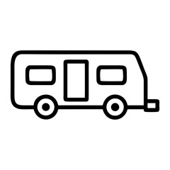 Caravan Line Art Icon, Mobile Home Symbol, RV Vector Illustration