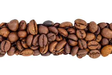 Coffee beans close-up. Isolation on transparent background.
