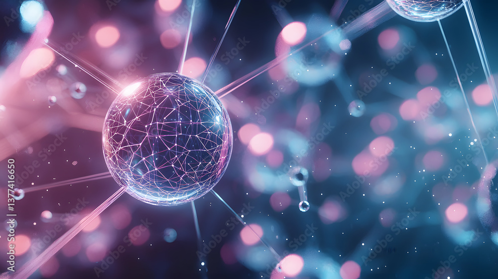 Poster quantum computing and multidimensional data visualizations abstract background wallpaper high-tech e