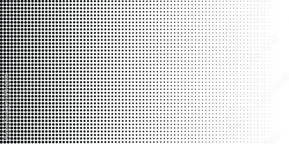 Poster dotted gradient halftone background. horizontal seamless dots pattern in pop art style. abstract mod