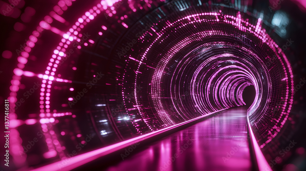 Poster futuristic quantum computing visualization digital tunnel 3d wallpaper background neon environment a