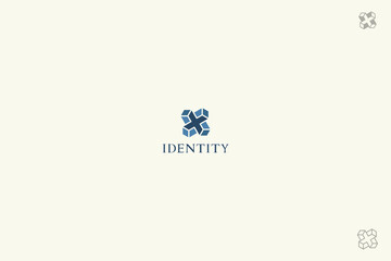 Geometric Impossible 3D Cross Logo Design, letter X square monogram. 