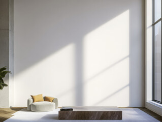 Fototapeta premium Minimalist interior design with natural light in modern living space