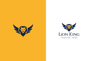 Majestic Winged Lion Logo Design with Two Backgrounds. 