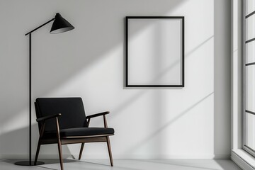 Minimalist Modern Room with Chair and Lamp