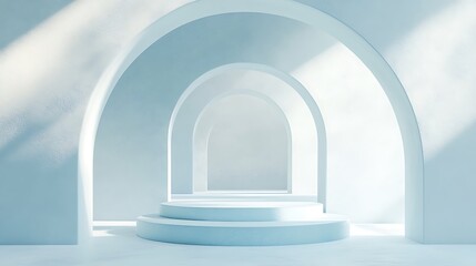 Blue background, Podium, Space 03