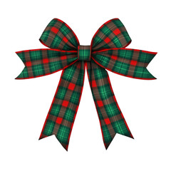 Festive green and red plaid ribbon, ideal for gift wrapping, isolated on transparent background