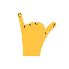 Shaka sign. Hand gesture. Color trendy vector illustration. Index, middle, ring, little fingers and thumb