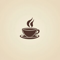 Obraz premium Clean and simple coffee shop logo with a cup and steam design.