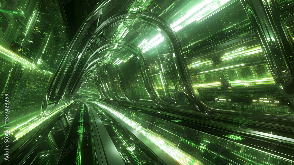 Aufkleber green digital systems background wallpaper futuristic tech visualized abstract environment dynamic v