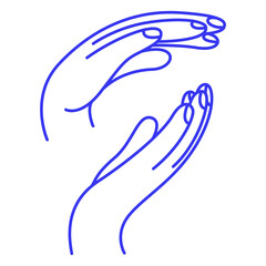 Warmth of hands. Gesture doodle icon. Contour vector illustration
