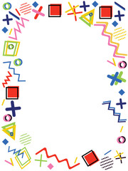 Memphis style frame with copyspace in the middle