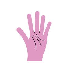 Obraz premium Hand gesture. Number five. Color trendy vector illustration. Index, middle, ring, little fingers and thumb