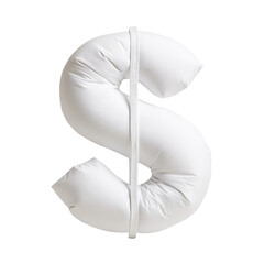 Inflated dollar sign wrapped in foil on a  transparent background.