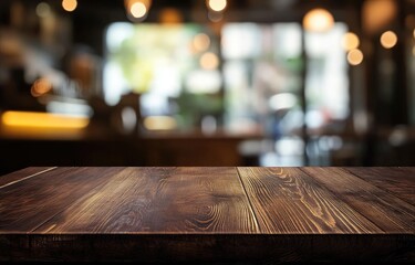 Empty wooden table in a cafe (1)