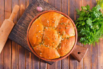 homemade bread with fresh garlic