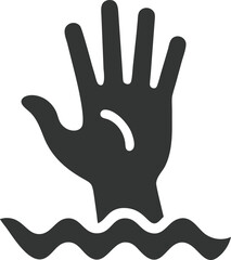Fototapeta premium Silhouette Hand Rising From Water Waves Icon Design Isolated on White