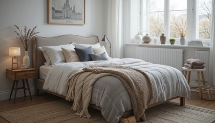 Cozy Beige And White Bedroom Interior Design With Natural Light