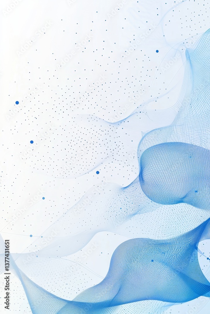 Poster abstract blue wave pattern with dotted gradient background