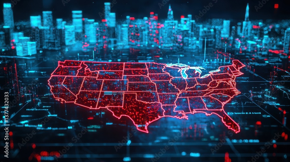 Poster an intricate map of the united states displaying geographical features and state borders for busines