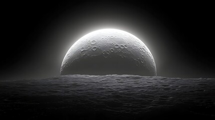 A beautiful moon rising over a rough and rugged landscape