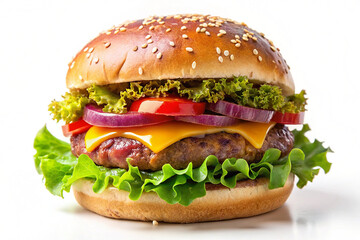 hamburger on white background