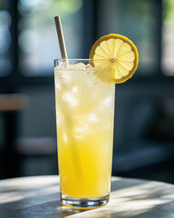 Frosty Lemonade - Straw, Lemon Wheel, Condensation