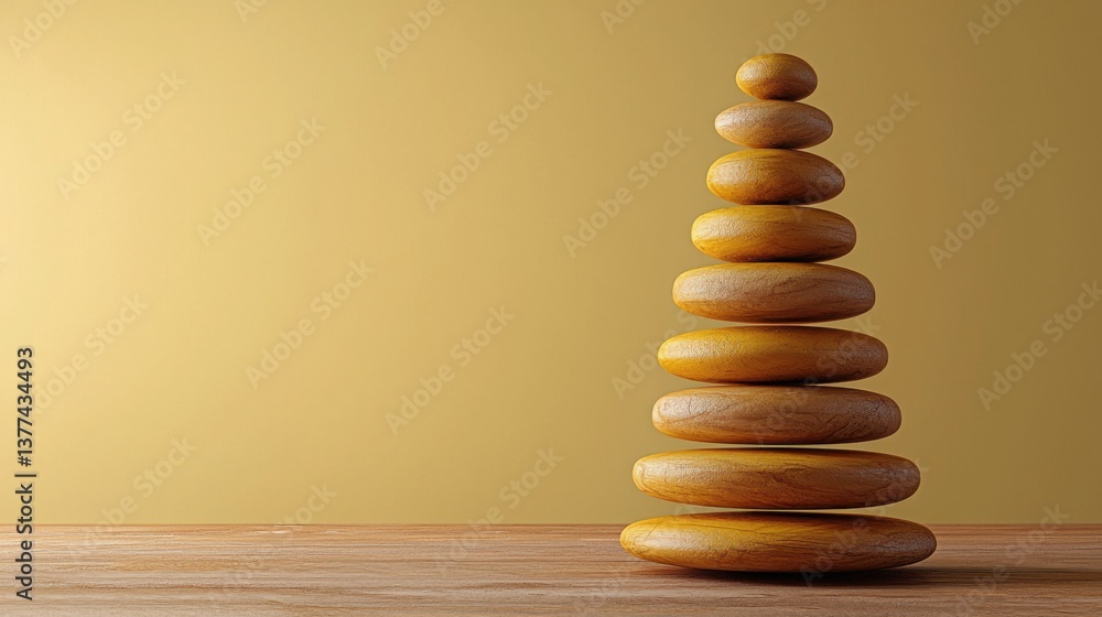 Poster a stack of rocks on a table representing the concept of career goals pyramid and the foundation of p