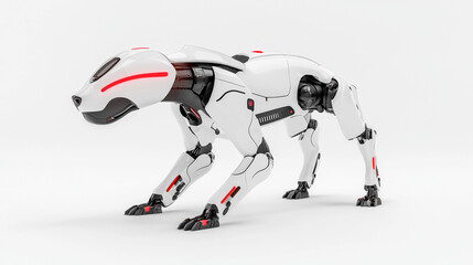Obraz premium Cybernetic Panther: A futuristic robotic panther, a marvel of engineering, stands poised, showcasing intricate mechanical detail and a sleek design.