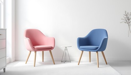 Modern Armchairs in Pastel Colors Creating Cozy Minimalist Interior Design