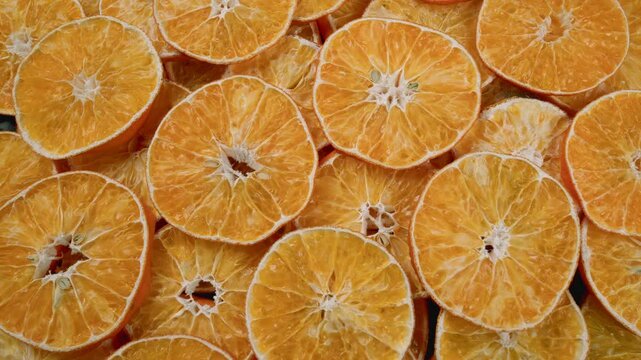 Orange Dries Up. Orange Slice Is Rotting And Spoilage Process. Decay.