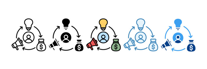 Crowdfunding  Icon Set Multiple Style Collection