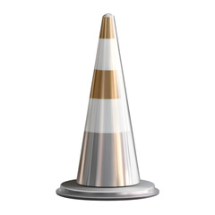 Metallic silver reflective road marker, ideal for night-time visibility themes, isolated on transparent background