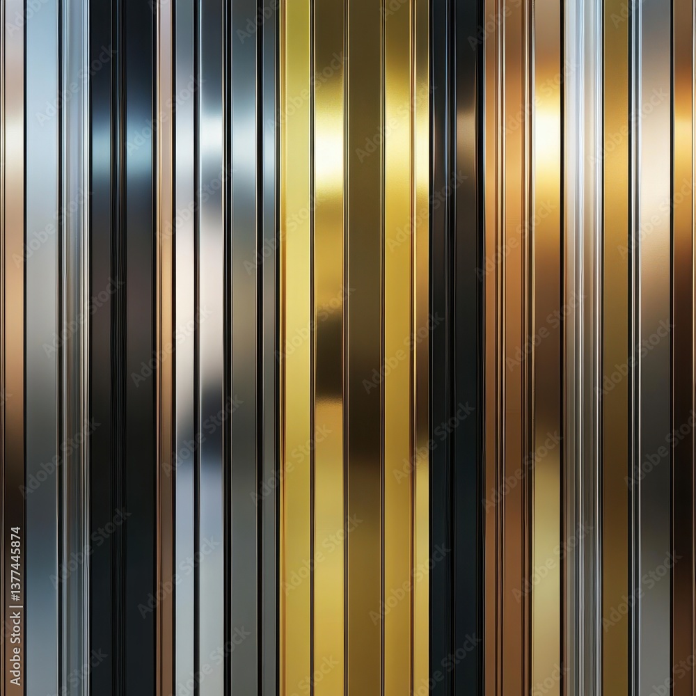 Aufkleber a collection of shiny metallic strips, varying in length and width, reflecting light with a smooth s