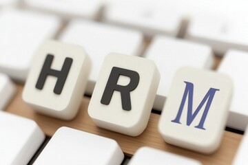 Close-up of HRM keys on a keyboard symbolizing human resources.