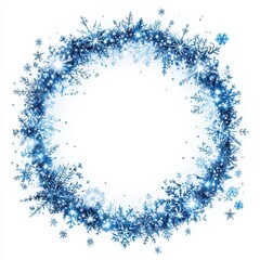 Obraz premium A beautifully crafted wreath adorned with delicate blue snowflakes and shimmering stars, creating a winter wonderland effect. Perfect for festive decor, it exudes a serene, icy charm.