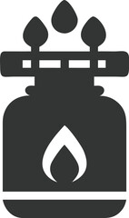 Pot with Flame and Fluid Drops on Transparent Background