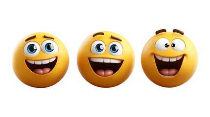 Obraz premium Pack of Emojis set Against Transparent Background for Social Media Graphics, Digital Communication, or UI/UX Elements