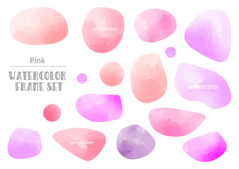 ピンク水彩がかわいい円形のフレームセット