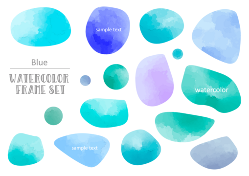 水色水彩がかわいい円形のフレームセット