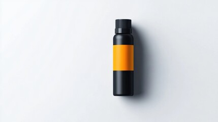 Black matte dropper bottle mockup with orange label on white background