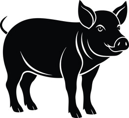 Fototapeta premium Pig Silhouette Vector Illustration
