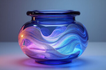 For modern storage and cosmetology, a glass jar of delicate lilac color