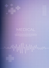 Modern Gradient Medical Background with ECG Line and Abstract Cross Symbols