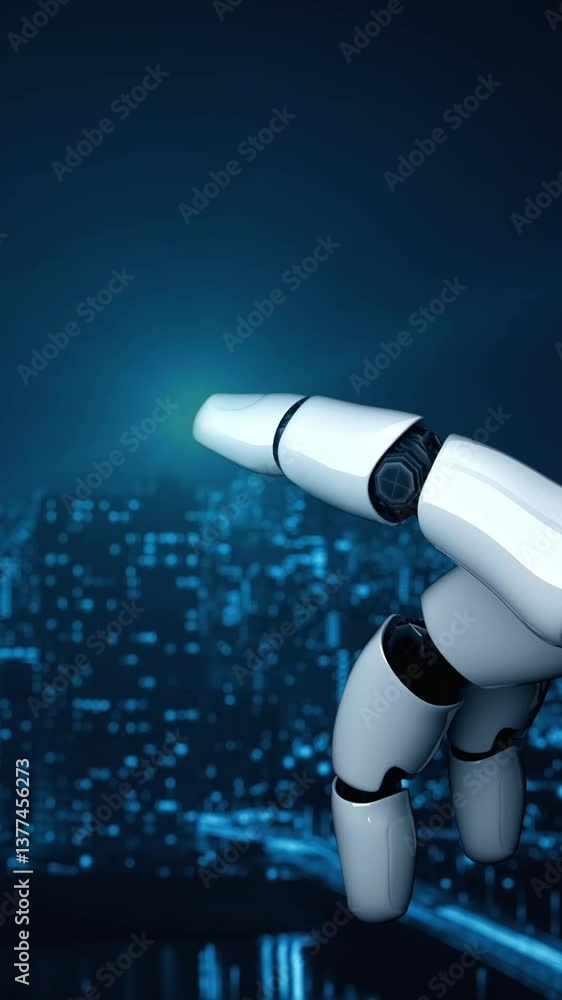 Poster futuristic robot artificial intelligence enlightening ai technology development and machine learning