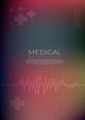 Modern Gradient Medical Background with ECG Line and Abstract Cross Symbols