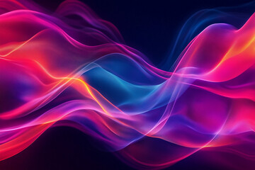 Obraz premium Flowing waveforms in vibrant color transitions of red, blue, and magenta. Ideal for streaming platforms or digital audio brands