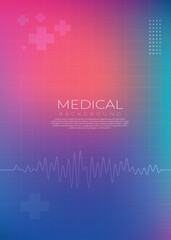 Modern Gradient Medical Background with ECG Line and Abstract Cross Symbols